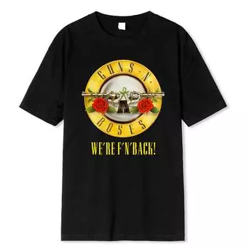 Мужская футболка из 100% хлопка, летняя брендовая футболка с логотипом Guns N Roses Bullet, черная мужская футболка с графическим принтом, мужские топы S