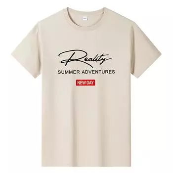 Мужская футболка из чистого хлопка большого размера, футболка для мальчиков с короткими рукавами M абрикосовый