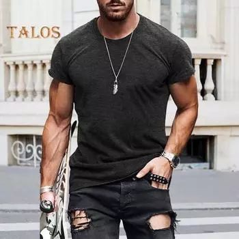 Мужская футболка из хлопковой смеси, винтажная однотонная футболка с коротким рукавом, повседневная футболка с круглым вырезом, летняя футболка для занятий спортом, в спортзале, на улице, для путешествий S белый