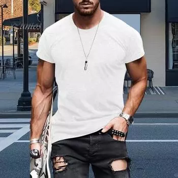 Мужская футболка из хлопковой смеси, винтажная однотонная футболка с коротким рукавом, повседневная футболка с круглым вырезом, летняя футболка для занятий спортом, в спортзале, на улице, для путешествий S черный серый