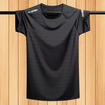 Мужская футболка из ледяного шелка с короткими рукавами и круглым вырезом, однотонная базовая рубашка с половиной рукавов Ice Feeling, большие размеры для одежды 9XL