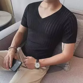 Мужская футболка из модала Ice Silk, быстросохнущая, однотонная, с V-образным вырезом, летняя XXL белый