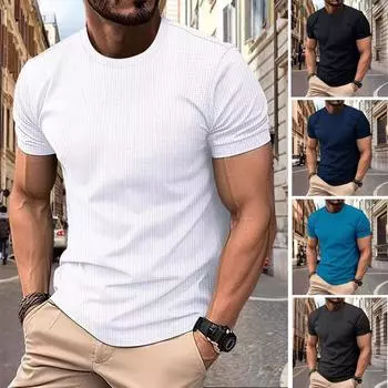 Мужская футболка из высококачественной сетки из ледяного шелка больших размеров с короткими рукавами и круглым вырезом, летняя однотонная футболка из новой нейлоновой ткани S чёрный