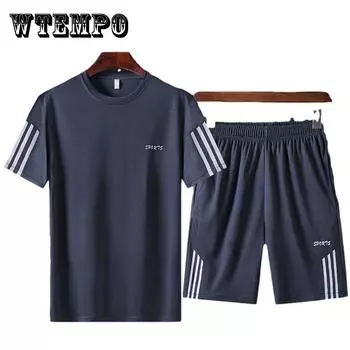 Мужская футболка/костюм, летний спортивный дышащий свободный костюм из двух предметов большого размера, мужской костюм XXXXL