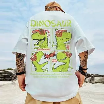 Мужская футболка, крутой забавный дизайн динозавра с принтом и круглым вырезом, мужская футболка, крутая футболка, мужские футболки M чёрный