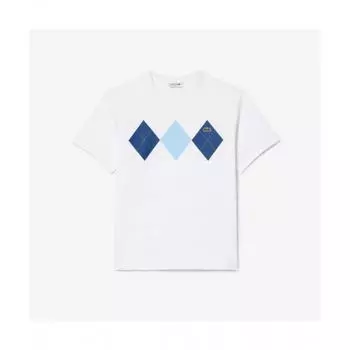 Мужская футболка LACOSTE Classic Fit Argyle с коротким рукавом [белая] 004