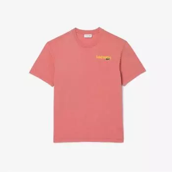 Мужская футболка LACOSTE SUMMER PACK с пигментным принтом [розовый индиго] 004