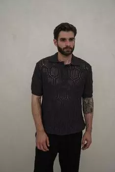 Мужская футболка Leonard с пуговицами дымчатого трикотажа