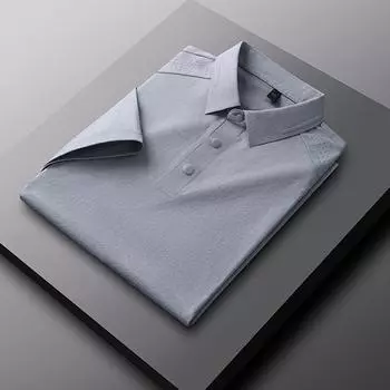 Мужская футболка, летняя бесшовная микроэластичная футболка с короткими рукавами, молодежная легкая рубашка с лацканами, роскошная деловая дышащая рубашка-поло без глажки 48