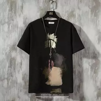 Мужская футболка, летняя футболка, повседневная футболка с короткими рукавами и круглым вырезом, свободная микроэластичная ретро-модная дышащая мужская одежда XS