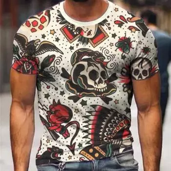 Мужская футболка, летняя футболка, повседневная футболка с короткими рукавами и круглым вырезом, свободная микроэластичная ретро-модная дышащая мужская одежда S