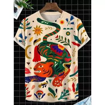 Мужская футболка, летняя футболка, повседневная футболка с короткими рукавами и круглым вырезом, свободная микроэластичная ретро-модная дышащая мужская одежда S