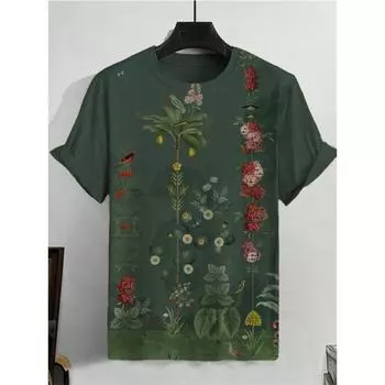 Мужская футболка, летняя футболка, повседневная футболка с короткими рукавами и круглым вырезом, свободная микроэластичная ретро-модная дышащая мужская одежда S