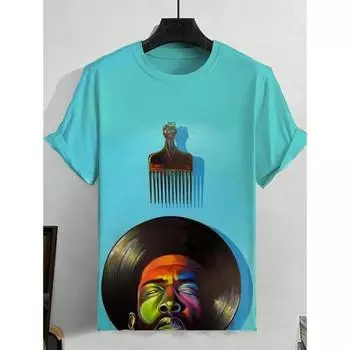 Мужская футболка, летняя футболка, повседневная футболка с короткими рукавами и круглым вырезом, свободная микроэластичная ретро-модная дышащая мужская одежда S