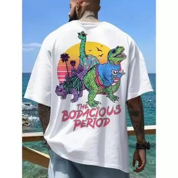 Мужская футболка, летняя футболка, повседневная футболка с короткими рукавами и круглым вырезом, свободная микроэластичная ретро-модная дышащая мужская одежда S