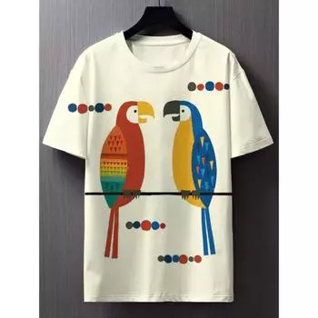 Мужская футболка, летняя футболка, повседневная футболка с короткими рукавами и круглым вырезом, свободная микроэластичная ретро-модная дышащая мужская одежда S