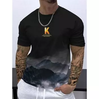 Мужская футболка, летняя футболка, повседневная футболка с короткими рукавами и круглым вырезом, свободная микроэластичная ретро-модная дышащая мужская одежда S