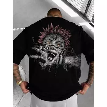 Мужская футболка, летняя футболка, повседневная футболка с короткими рукавами и круглым вырезом, свободная микроэластичная ретро-модная дышащая мужская одежда S