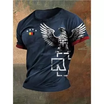 Мужская футболка, летняя футболка, повседневная футболка с короткими рукавами и круглым вырезом, свободная микроэластичная ретро-модная дышащая мужская одежда S