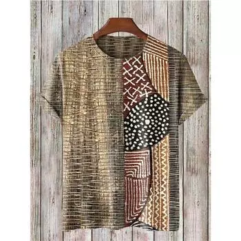 Мужская футболка, летняя футболка, повседневная футболка с короткими рукавами и круглым вырезом, свободная микроэластичная ретро-модная дышащая мужская одежда S