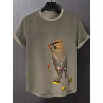 Мужская футболка, летняя футболка, повседневная футболка с короткими рукавами и круглым вырезом, свободная микроэластичная ретро-модная дышащая мужская одежда S