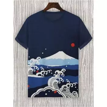 Мужская футболка, летняя футболка, повседневная футболка с короткими рукавами и круглым вырезом, свободная микроэластичная ретро-модная дышащая мужская одежда S