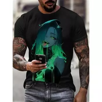 Мужская футболка, летняя футболка, повседневная футболка с короткими рукавами и круглым вырезом, свободная микроэластичная ретро-модная дышащая мужская одежда S