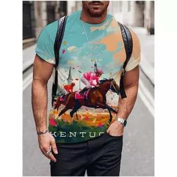 Мужская футболка, летняя футболка, повседневная футболка с короткими рукавами и круглым вырезом, свободная микроэластичная ретро-модная дышащая мужская одежда S