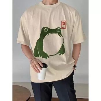 Мужская футболка, летняя футболка, повседневная футболка с короткими рукавами и круглым вырезом, свободная микроэластичная ретро-модная дышащая мужская одежда XS