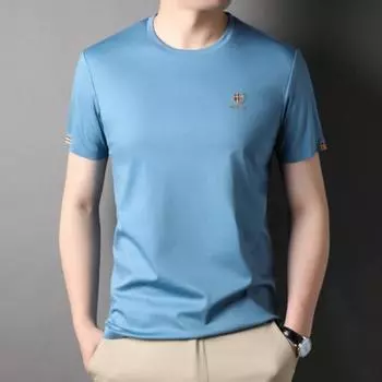 Мужская футболка, летняя новая мужская повседневная футболка с круглым вырезом, модная простая футболка с короткими рукавами M