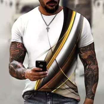 Мужская футболка летняя персонализированная 3D модель короткий рукав футболки S