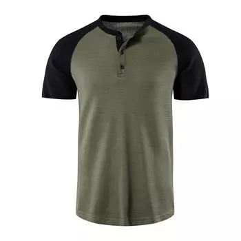 Мужская футболка Летняя пуговица Slim Fit Хлопковые футболки с коротким рукавом Повседневная футболка Твердая