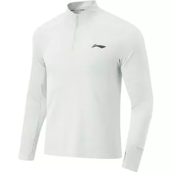 Мужская футболка Li Ning Training Series с воротником-стойкой и длинным рукавом, быстросохнущая, светло-серая ATLV027-5 3XL