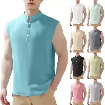 Мужская футболка-майка, модная и повседневная футболка в тон цвета L чёрный