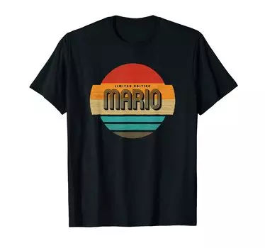 Мужская футболка Mario Name Retro Vintage Sunset Limited Edition чёрный