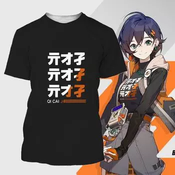 Мужская футболка MiHoYo Game Zenless Zone Zero Print с принтом ZZZ Role Wise Belle Graphic Футболка Harajuku O-neck с коротким рукавом для женщин L