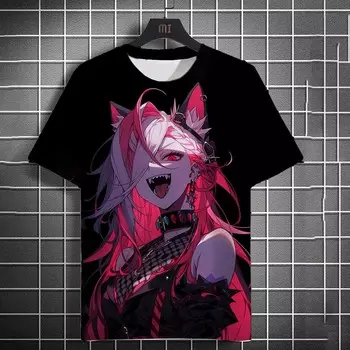 Мужская футболка Модные футболки с мультяшными татуировками и женским принтом Летние повседневные футболки в стиле Харадзюку с 3D-принтом в стиле хип-хоп унисекс S