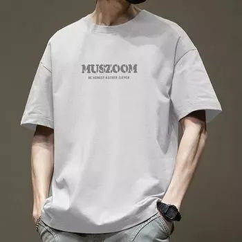 Мужская футболка Muszoom из чистого хлопка с круглым вырезом и короткими рукавами, повседневная свободная футболка в стиле хип-хоп S
