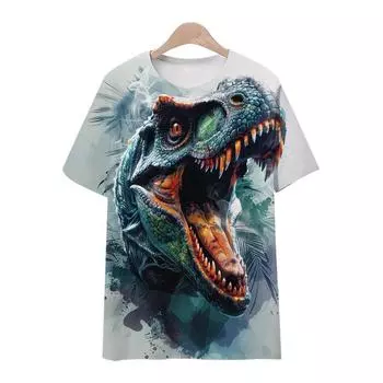Мужская футболка Мужская летняя повседневная футболка с принтом в уличном стиле с рисунком динозавра S