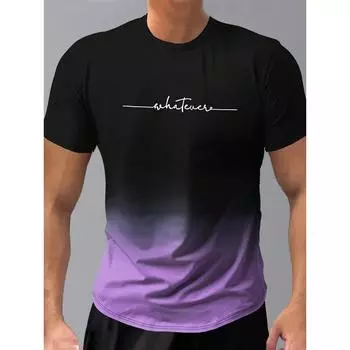 Мужская футболка Мужская одежда Мода Градиент Буквы Печатный Harajuku Топы с коротким рукавом Футболки Лето Повседневный Спорт Мужская футболка XXS