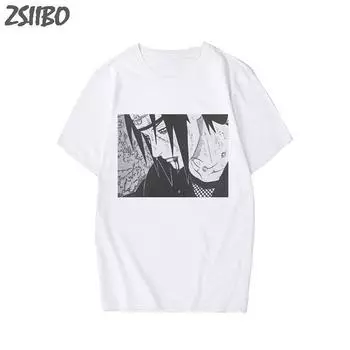 Мужская футболка Naruto Summer Harajuku Cool Unisex, футболка с короткими рукавами, японское аниме, забавный принт XS белый