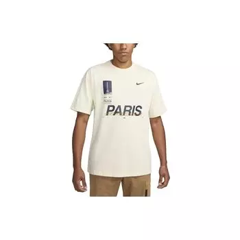 Мужская футболка Nike Max 90 Soccer Paris Saint-Germain с буквенным принтом и круглым вырезом, с короткими рукавами, кокосовое молоко FD1092-113 L