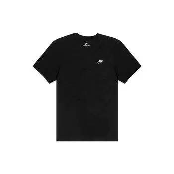 Мужская футболка Nike Sportswear Club с вышитым логотипом, однотонная футболка с короткими рукавами и круглым вырезом, черные AR4997-014 XL