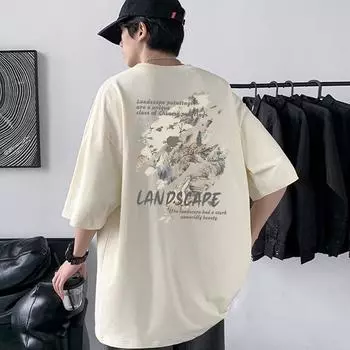 Мужская футболка оверсайз из плотного гребенного хлопка в стиле хип-хоп 4XL