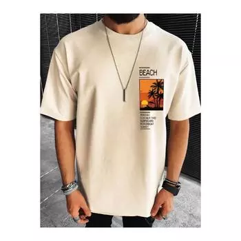 Мужская футболка оверсайз с пляжным принтом Chest Beach