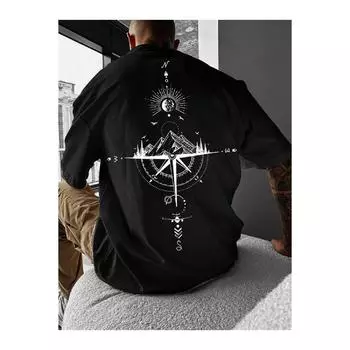 Мужская футболка оверсайз с принтом на спине North Star