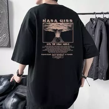 Мужская футболка оверсайз с приспущенным плечом Volcano 100% хлопок уличная футболка 4XL