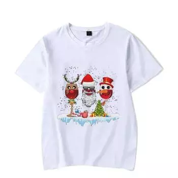 Мужская футболка оверсайз с рождественским принтом вина, футболка с коротким рукавом и забавным рождественским рисунком Санты S