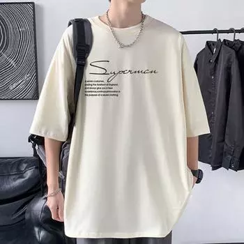 Мужская футболка оверсайз со спущенным плечом 100% хлопок уличная одежда свободная футболка 4XL