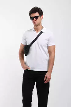 Мужская футболка поло без пуговиц белая